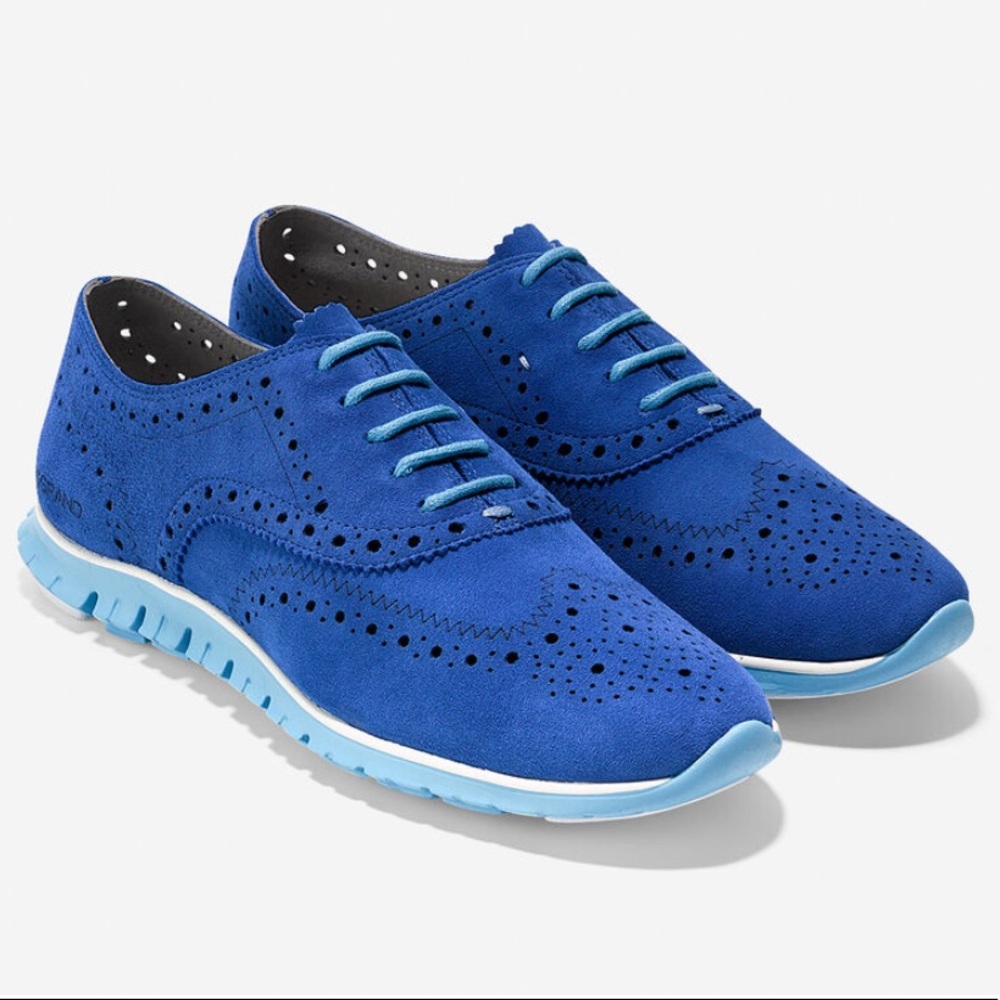 NIB Cole Haan ZeroGrand Wingtip Blue Oxfords, US 9 - Picture 1 of 8